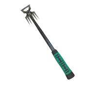 Iirlvior Désherbeur manuel à 6 dents en acier inoxydable - Outil de jardinage 2 en 1 - Avec long manche - Pour le jardin, la pelouse, la cour