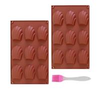 Iirlvior Viojrlly 2 Stück Madeleines Backform Silikon, 9 Mulden Muschelförmige Silikonform, Antihaft Lebensmittelecht, Flexibel Und Langlebig, für Madeleine Kuchen Schokolade, 285x168x15mm, Kaffee