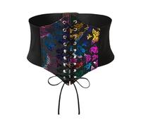 IISEEUU Grosse Ceinture Femme pour Robe Corset à Lacets imprimé, Bustier Vintage, Ceinture de Costume de fête, Ceintures cintrées(Butterfly Color)