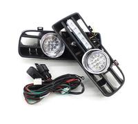 IITA Lot De 2 Phares Avant De Voiture Avec Grille De Protection Et Feux Antibrouillard LED DRL Pour VW Pour Golf MK4 1997-2006 Couvercle Phare Voiture(LED white light)