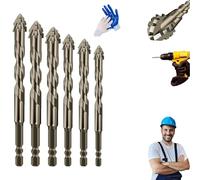 Iiteraryi New Four-Flute Sawtooth Eccentric Drill Bit Set, 2025 New Iiteraryi Drill Bit Set, 4 Flute Tungsten Carbide Serrated Offset Drills Bits, Suitable For Stone, Glass And Metal (1)