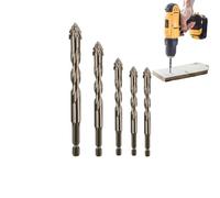 Iiteraryi New Four-Flute Sawtooth Eccentric Drill Bit Set, Four Blade Serrated Multi-Functional Drill Bits, High Hardness Bevel Head for Wood, Metal, Stone, Glass & Concrete (6+6+8+10+12cm)