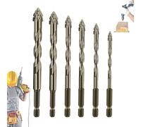 Iiteraryi New Four-Flute Sawtooth Eccentric Drill Bit Set, Sharp Four Blade Serrated Eccentric Super-Hard & Wear Resistance for Concrete Drill Bit & Drilling Work (4/5/6/8/10/12mm)