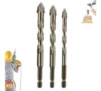 Iiteraryi New Four-Flute Sawtooth Eccentric Drill Bit Set, Sharp Four Blade Serrated Eccentric Super-Hard & Wear Resistance for Concrete Drill Bit & Drilling Work (6/8/10mm)