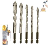 Iiteraryi New Four-Flute Sawtooth Eccentric Drill Bit Set, Sharp Four Blade Serrated Eccentric Super-Hard & Wear Resistance for Concrete Drill Bit & Drilling Work (6/6/6/8/8mm)