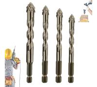 Iiteraryi New Four-Flute Sawtooth Eccentric Drill Bit Set, Sharp Four Blade Serrated Eccentric Super-Hard & Wear Resistance for Concrete Drill Bit & Drilling Work (6/8/10/12mm)