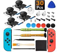 iiwey Lot de 4 joysticks analogiques 3D de rechange pour manette Switch Joy-Con, 2 loquets métalliques Joy-Con, comprend des tournevis Y1.5, Joycon de remplacement pour manette de joycon