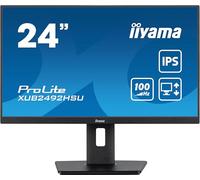 iiyama Ecran PorLite XUB2492HSU-B6, 23,8" Slim, IPS, 1920x1080 @100Hz, 0.4ms, 250 CD/m², 1300:1, Haut-parleurs, 1xHDMI, 1xDisplayPort, USB-HUB, réglable en Hauteur + Pivot, TCO