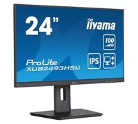 iiyama Ecran Prolite, XUB2493HSU-B7, 23,8" Ultra Mince, Dalle IPS, 1920x1080@100Hz, 1ms, 300cd/m², 1300:1, 1xHDMI, 1xDisplay Port, USB HUB, Haut-parleurs, Pied réglable + Pivot, TCO, i-Style Colour