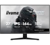 iiyama Écran G-Master Black Hawk, G2741QSU-B1, IPS, Adaptive Sync, 2560x1440@144 Hz, 1 ms, Haut-parleurs, HDMI/DP/USB HUB, Tuner Noir, Compatible NVIDIA G-Sync