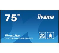 iiyama LFD 75 Dalle IPS 24/7 3840x2160 1xDVI 1xVGA 3xHDMI 2xHP 1xDP 2xUSB 1xMini Jack 500cd/m² Paysage/Port 8ms Media Player VESA 400x400 LH7554UHS-B1AG