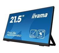 Ecran IIYAMA 21.5 Noir avec Verre Bord à Bord Tactile PCAP 10 Points FHD IPS 1920x1080 5ms 360cd/m² HDMI Displayport USB HUB HPs 2x3W / T2255MSC-B1