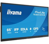 iiyama Prolite TE6512MIS-B4AG Écran grand format 163,9 cm VA DLED 4K UHD 40 points tactiles PureTouch-IR VGA HDMI DP USB-C USB3.2 RS-232c RJ45 HDMI-Out 7H OPS WiFi Android 14 OS iiControl Antireflets