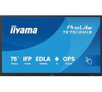 iiyama Prolite TE7512MIS-B4AG Écran grand format VA DLED 189,3 cm 75" 4K UHD 40 points tactiles PureTouch-IR VGA HDMI DP USB-C USB3.2 RS-232c RJ45 HDMI-Out 7H OPS WiFi Android 14 OS iiControl