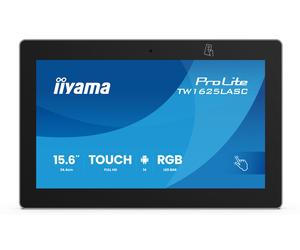 iiyama TW1625LASC-B3PNR Moniteur tactile ProLite 16 pouces PCAP avec système d'exploitation Android, lecteur NFC/RFID et bande LED RVB autour de l'écran