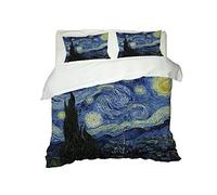 IJBSDJI Housse De Couette 240x260,Van Gogh Starry Night,Parure De Lit avec 1 Housses De Couettes 2 Taies D'Oreillers,Microfibre Touché Ultra Doux Polyester Housse De Couette