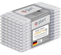 IJHGV-48KG2 Set de 10 torchons 50x70 cm gris ? carreaux - 100% coton, certifi? OEKO-TEX, pr?-lav?, absorbant, lavable, avec crochet, durable, pour maison, cuisine, restauration, bureau