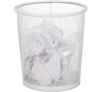 Ijhgv-Relaxdays Corbeille Papier Pour Bureau Et Chambre Ado, Ouverte,Ronde, Fil De Fer, Poubelle, En Métal, Hxd 24 X 23,Blanc