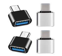 iJiGui Adaptateur USB C vers USB (Lot de 4), OTG Compatible avec MacBook Pro, Samsung Galaxy, Téléphones Type-C et Plus (Noir et Argent)