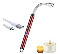 iJiGui Allume Bougie Electrique, USB Rechargeable Briquet Électrique Arc, Briquet Électrique avec 360 Diplôme Neck pour Barbecue,Cuisine,Cuisinière et Camping en Excursions (Rouge)