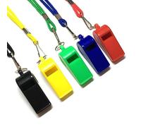 iJiGui Lot de 5 Sifflets en Sport Plastique, Sifflet Fort et Net avec Cordon, Idéal pour Les Entraîneurs, Arbitres, Officiels et Dressage de Chiens