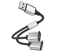 iJiGui Répartiteur USB, Câble répartiteur USB Y, 2 en 1 Split Adaptateur, Adaptateur USB vers 2USB Femelle, pour PC/Ordinateur Portable/Disques Durs Externes, Argent