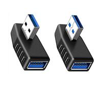 iJiGui USB 3.0 Adaptateur d'angle, 90 degrés à Angle Droit mâle à Femelle Adaptateur USB 3.0, Angle Gauche et Angle Droit Adaptateur pour Ordinateur Portable, Disque Dur (2 Pièces)