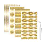 iJiZuo 1792 Pièces Strass Autocollant Diamant, 4 Feuilles Autocollants Acryliques Auto-Adhésifs, pour Décoration, pour DIY Visage Maquillage Décoration - 3mm 4mm 5mm 6mm, Or
