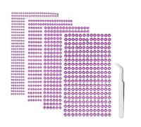 iJiZuo 1792 Pièces Strass Autocollant Diamant, 4 Feuilles Autocollants Acryliques Auto-Adhésifs, pour Décoration, pour DIY Visage Maquillage Décoration - 3mm 4mm 5mm 6mm, Violet Clair