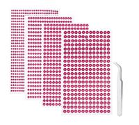 iJiZuo 1792 Pièces Strass Autocollant Diamant, 4 Feuilles Autocollants Acryliques Auto-Adhésifs, pour Décoration, pour DIY Visage Maquillage Décoration - 3mm 4mm 5mm 6mm, Rose Rouge