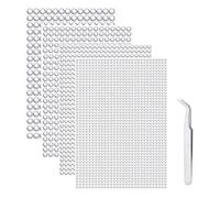 iJiZuo 1792 Pièces Strass Autocollant Diamant, Autocollants Acryliques Auto-Adhésifs, 4 Feuilles Strass Autocollants pour Décoration, pour DIY Visage Maquillage Décoration - 3mm 4mm 5mm 6mm,Argent