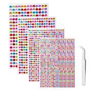 iJiZuo 1792 Pièces Strass Autocollant Diamant, Autocollants Acryliques Auto-Adhésifs, 4 Feuilles Strass Autocollants pour Décoration, pour DIY Visage Maquillage Décoration - 3mm 4mm 5mm 6mm, Coloré