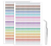 iJiZuo 1800 Pièces Strass Autocollant Diamant, 2 Feuilles Autocollants Acryliques Auto-Adhésifs, pour Décoration, pour DIY Visage Maquillage Décoration, 15 Couleurs(3mm,4mm,5mm)