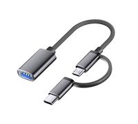 iJiZuo 2-en-1 OTG Adaptateur et Câble USB C vers USB Femelle/Micro vers USB, Compatible avec iMac Android Google Samsung Galaxy et Plus, Gris