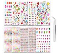 iJiZuo 3500 Pièces Strass Autocollant Diamant, 10 Feuilles Autocollants Acryliques Auto-Adhésifs, pour Décoration, pour DIY Visage Maquillage Décoration, Couleur