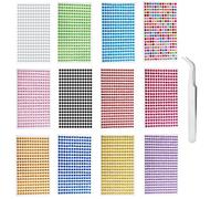 iJiZuo 4140 Pièces Strass Autocollant Diamant, 12 Feuilles Autocollants Acryliques Auto-Adhésifs, pour Décoration, pour DIY Visage Maquillage Décoration - 5mm, Couleur