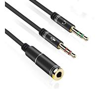 iJiZuo Adaptateur Jack Audio Stéréo 3.5mm Adaptateur, Micro Casque Femelle vers 2 Double Male Jack Audio Cable Splitter Adaptateur, Micro Audio Y Câble Séparateur (Noir)