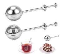 iJiZuo Lot de 2 infuseurs à thé rétractables à Long Manche, en Acier Inoxydable réutilisables, à Mailles Fines, pour thé en Vrac, tisanes, Tasses, théières et épices (diamètre 5 cm)