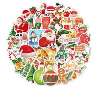 iJiZuo Lot de 50 autocollants de Noël, autocollants à thème de Noël, autocollants pour décorations de Noël, décoration de père Noël, décoration de père Noël, autocollants de Noël