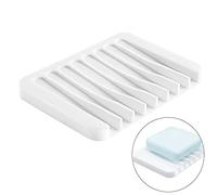 iJiZuo Savon Blanc en Silicone avec Drain de vidage Porte-Savon en Silicone pour Salle de Bain Douche Design antidérapant Porte-Savon pour Salle de Bain Cuisine Compteur