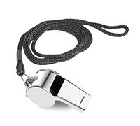 iJiZuo Sifflets, Metal Sifflet à Roulette, Sifflet Puissant et Net, Métal Sifflet avec Une Longe en Nylon Amovible pour Les Entraîneurs de Sports, Basketball, Football (Argent)