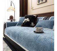 IJNBHU Housse Canapé d'angle,Sofadecken Für Sitzfläche, Sofaschoner Rutschfest, Sofa Überzug, Chenille Sofabezug l Form, Sofa Überwurfdecke, Couch Bezug, Couch Decke,Bleu,90 * 70cm