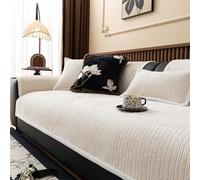 IJNBHU Housse Canapé d'angle,Sofadecken Für Sitzfläche, Sofaschoner Rutschfest, Sofa Überzug, Chenille Sofabezug l Form, Sofa Überwurfdecke, Couch Bezug, Couch Decke,Blanc,90 * 70cm