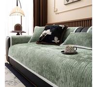 IJNBHU Housse Canapé d'angle,Sofadecken Für Sitzfläche, Sofaschoner Rutschfest, Sofa Überzug, Chenille Sofabezug l Form, Sofa Überwurfdecke, Couch Bezug, Couch Decke,Vert,110 * 180cm