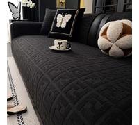 IJNBHU Housse De Canapé d'angle, Couvre/Jete/Protege De Canape 3 Places, Housse Bz/Fauteuil/Clic Clac 2 Places Convertible,Protege Canape Adaptée aux Animaux,Noir,90 * 180cm