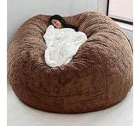IJNBHU Pouf Géant Immense 140 cm De Diamètre Fourrure XXL Blanc ou Gris ou Chocolat avec Ultra Confortable,Canapé,Double Housses,Coussin(Color:3,Size:6ft)