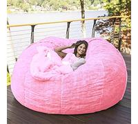 IJNBHU Pouf Géant Immense 140 cm De Diamètre Fourrure XXL Blanc ou Gris ou Chocolat avec Ultra Confortable,Canapé,Double Housses,Coussin(Color:1,Size:7ft)