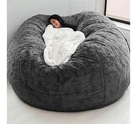 IJNBHU Pouf Géant Immense 140 cm De Diamètre Fourrure XXL Blanc ou Gris ou Chocolat avec Ultra Confortable,Canapé,Double Housses,Coussin(Color:5,Size:6ft)