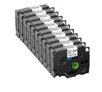 IJOSADON 3/5/10pcs Tissu Compatible Fer sur Les Bandes FA231 FA241 Compatible avec l'imprimante d'étiquette PTH110 12 mm 18 mm FA3 FA3R FA4 FA4R(10PK Black on White)