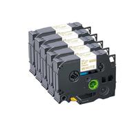 IJOSADON 3/5 pcs compatibles RE34 Ruban d'étiquette de Ruban satiné Compatible avec Le Fabricant d'étiquettes RN34 RW34 R234 R231 RE31 12 mm(5PK Gold on White)